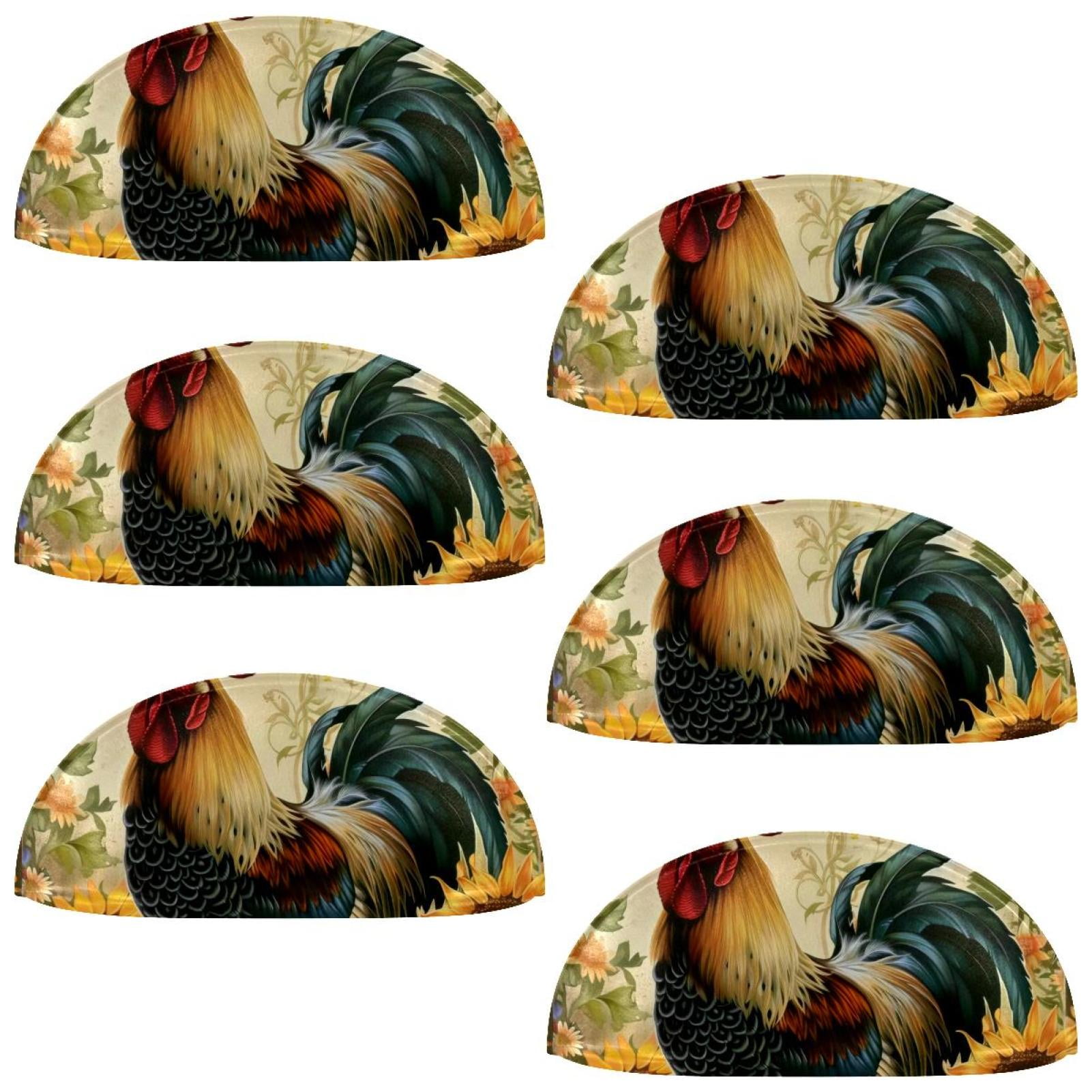 PhooArto 6 Pcs Cup Drawer Pulls, Retro Sunflower and Rooster Shell Shape Handles Cabinet Knobs for Dresser Cupboard Closet Wardrobe with Screws