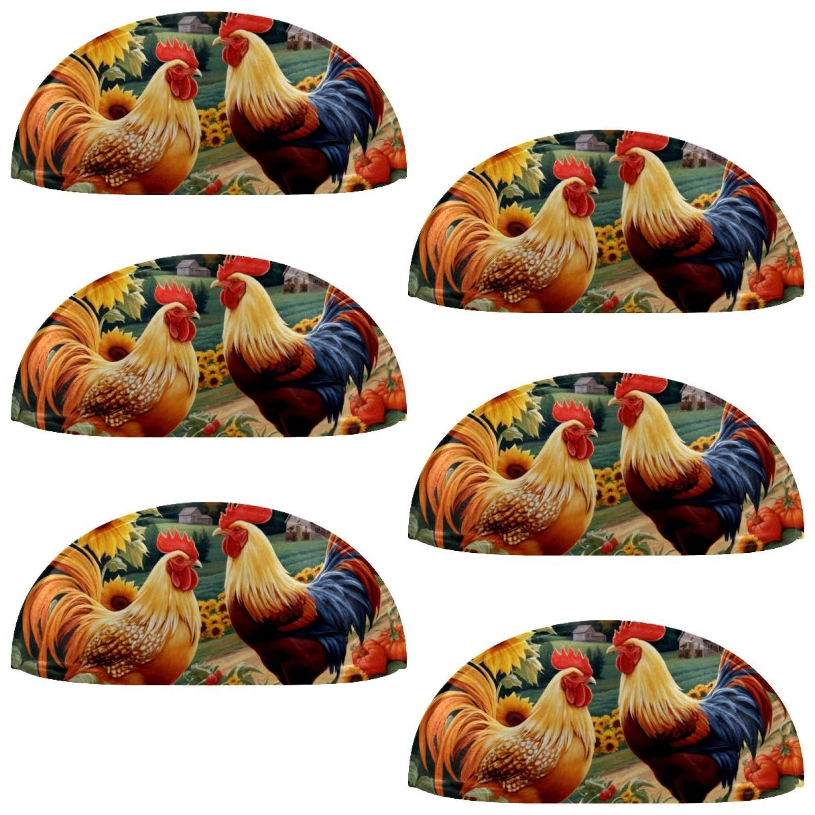 PhooArto 6 Pcs Cup Drawer Pulls, Roosters Sunflowers Sunset Shell Shape Handles Cabinet Knobs for Dresser Cupboard Closet Wardrobe with Screws