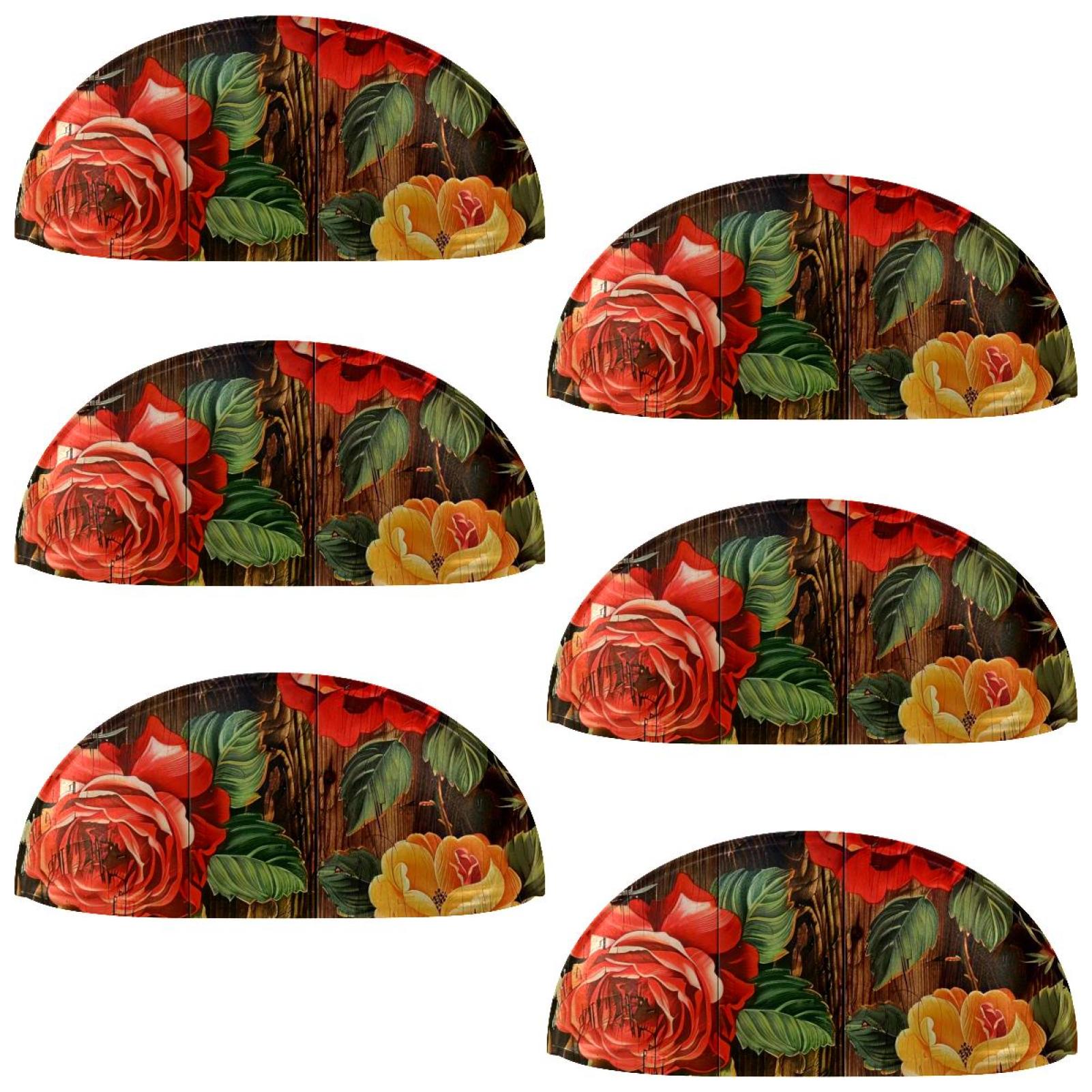 PhooArto 6 Pcs Cup Drawer Pulls, Rose Floral Wooden Shell Shape Handles Cabinet Knobs for Dresser Cupboard Closet Wardrobe with Screws