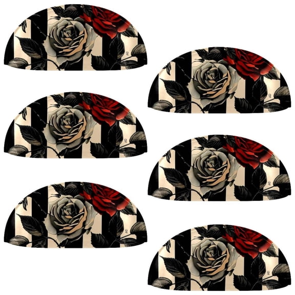 PhooArto 6 Pcs Cup Drawer Pulls, Roses and Lines Pattern Shell Shape Handles Cabinet Knobs for Dresser Cupboard Closet Wardrobe with Screws