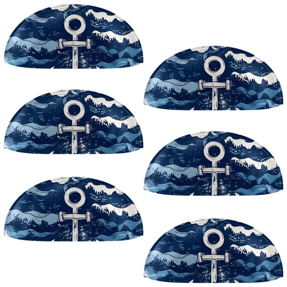 PhooArto 6 Pcs Cup Drawer Pulls, Sea Anchors Waves Splashes Pattern Shell Shape Handles Cabinet Knobs for Dresser Cupboard Closet Wardrobe with Screws