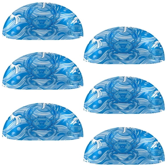 PhooArto 6 Pcs Cup Drawer Pulls, Sea Carb Blue Wave Pattern Shell Shape Handles Cabinet Knobs for Dresser Cupboard Closet Wardrobe with Screws