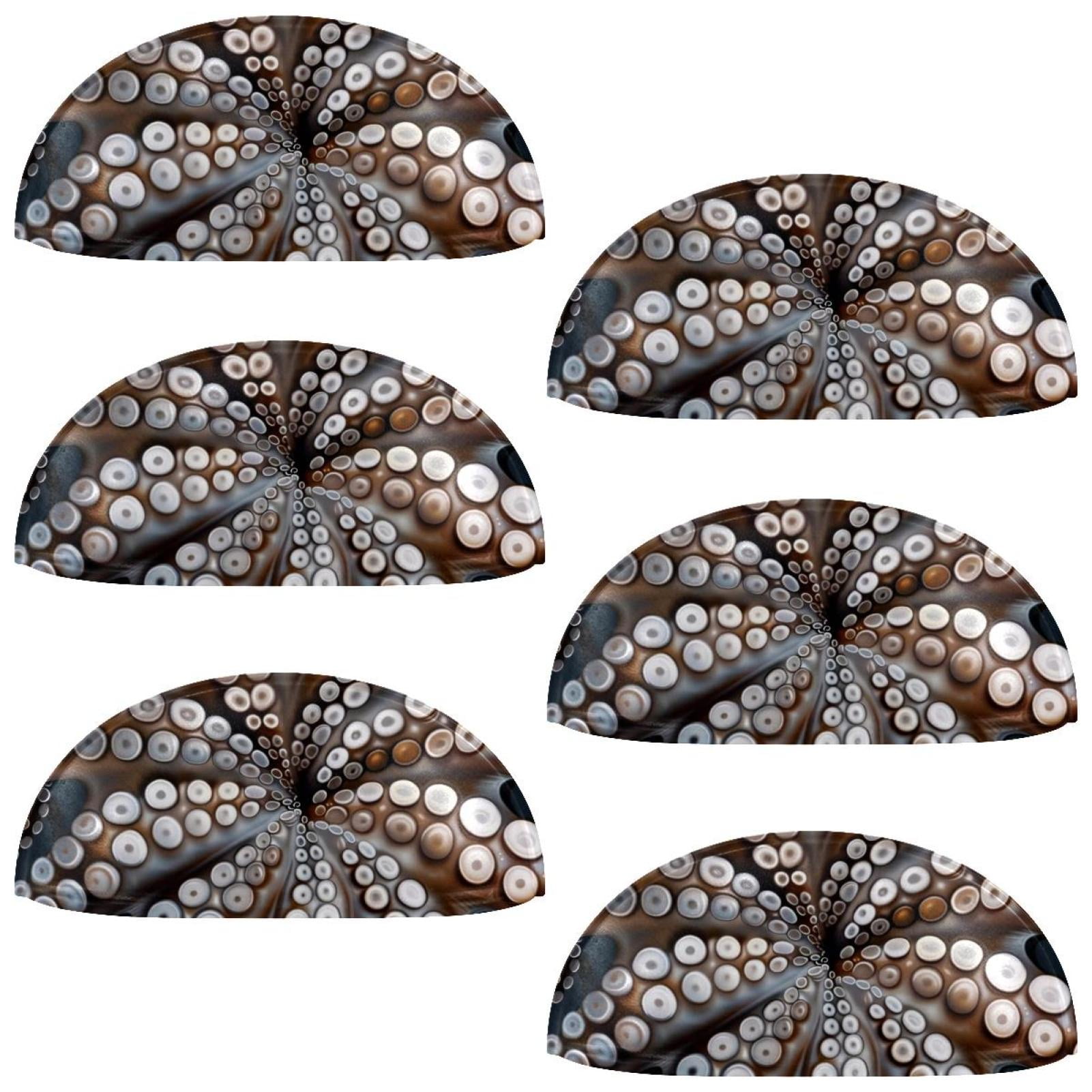 PhooArto 6 Pcs Cup Drawer Pulls, Sea Octopus Feet Pattern Shell Shape Handles Cabinet Knobs for Dresser Cupboard Closet Wardrobe with Screws