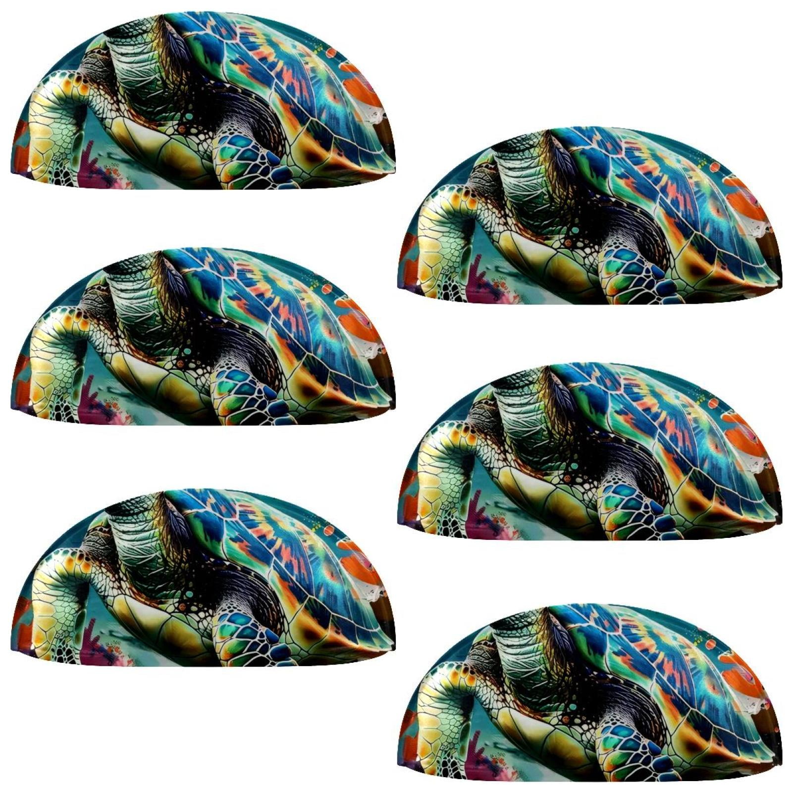 PhooArto 6 Pcs Cup Drawer Pulls, Sea Turtle Art Painting Shell Shape Handles Cabinet Knobs for Dresser Cupboard Closet Wardrobe with Screws