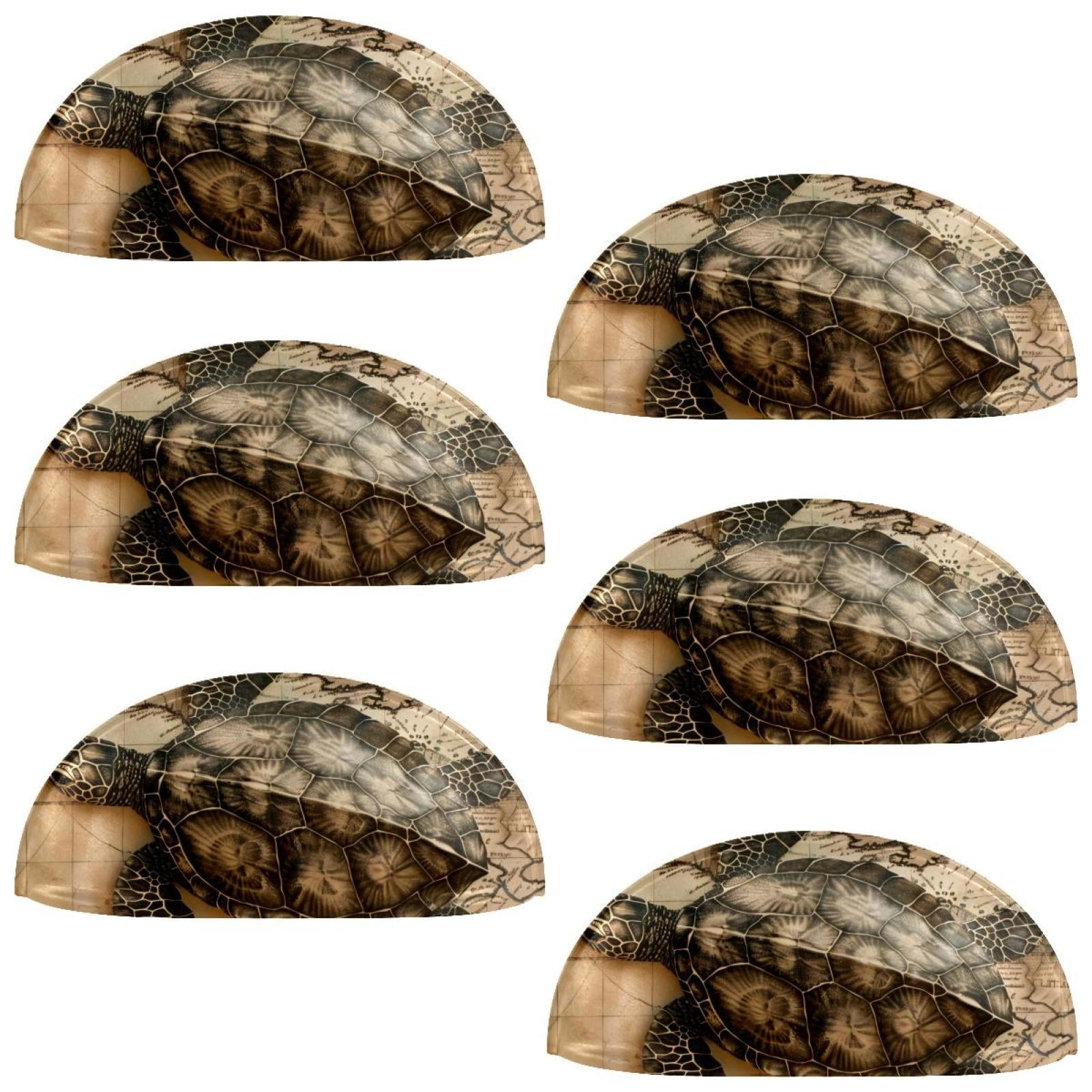 PhooArto 6 Pcs Cup Drawer Pulls, Sea Turtle Vintage Map Shell Shape Handles Cabinet Knobs for Dresser Cupboard Closet Wardrobe with Screws