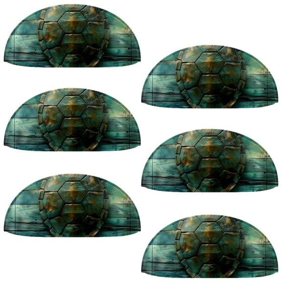 PhooArto 6 Pcs Cup Drawer Pulls, Sea Turtle on Teal Wooden Shell Shape Handles Cabinet Knobs for Dresser Cupboard Closet Wardrobe with Screws