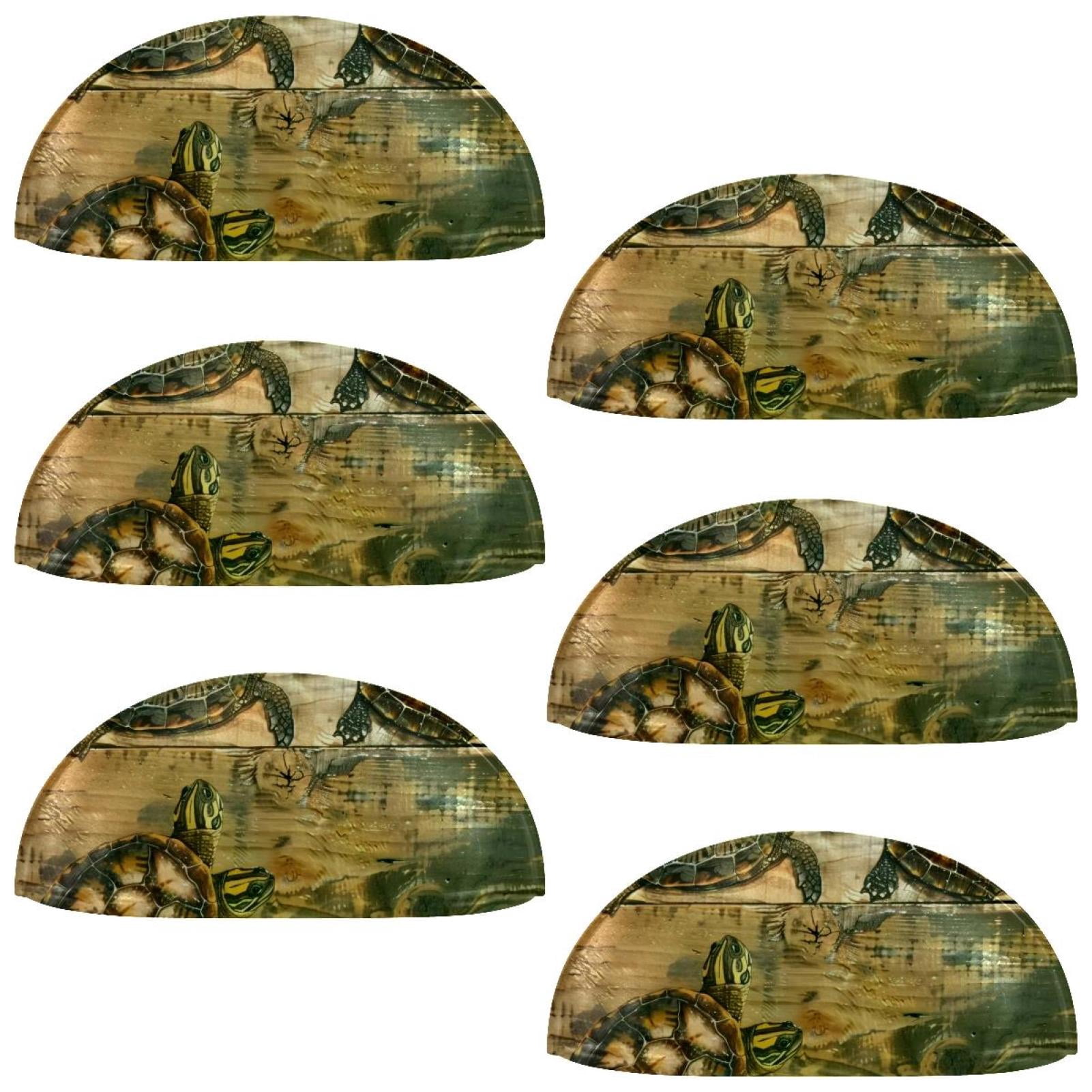 PhooArto 6 Pcs Cup Drawer Pulls, Sea Turtles on Wood Board Shell Shape Handles Cabinet Knobs for Dresser Cupboard Closet Wardrobe with Screws