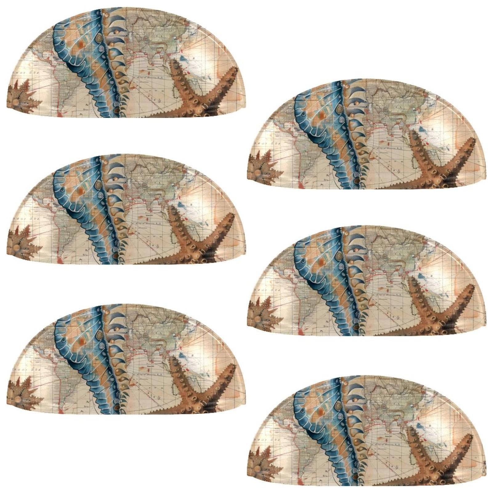 PhooArto 6 Pcs Cup Drawer Pulls, Seahorse Starfish and Map Shell Shape Handles Cabinet Knobs for Dresser Cupboard Closet Wardrobe with Screws