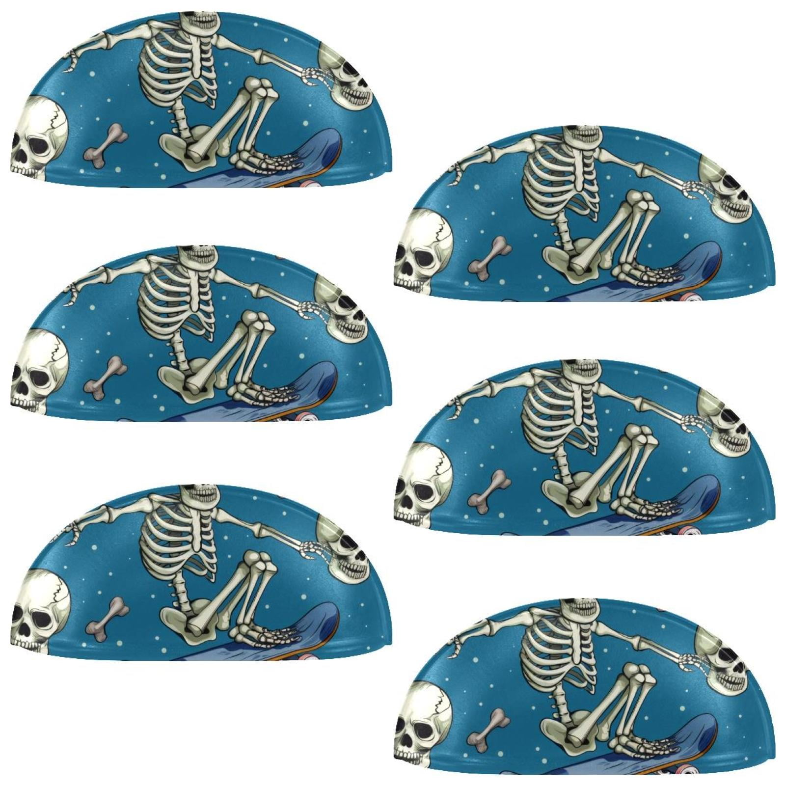 PhooArto 6 Pcs Cup Drawer Pulls, Skateboard Skeleton Patterns Shell Shape Handles Cabinet Knobs for Dresser Cupboard Closet Wardrobe with Screws
