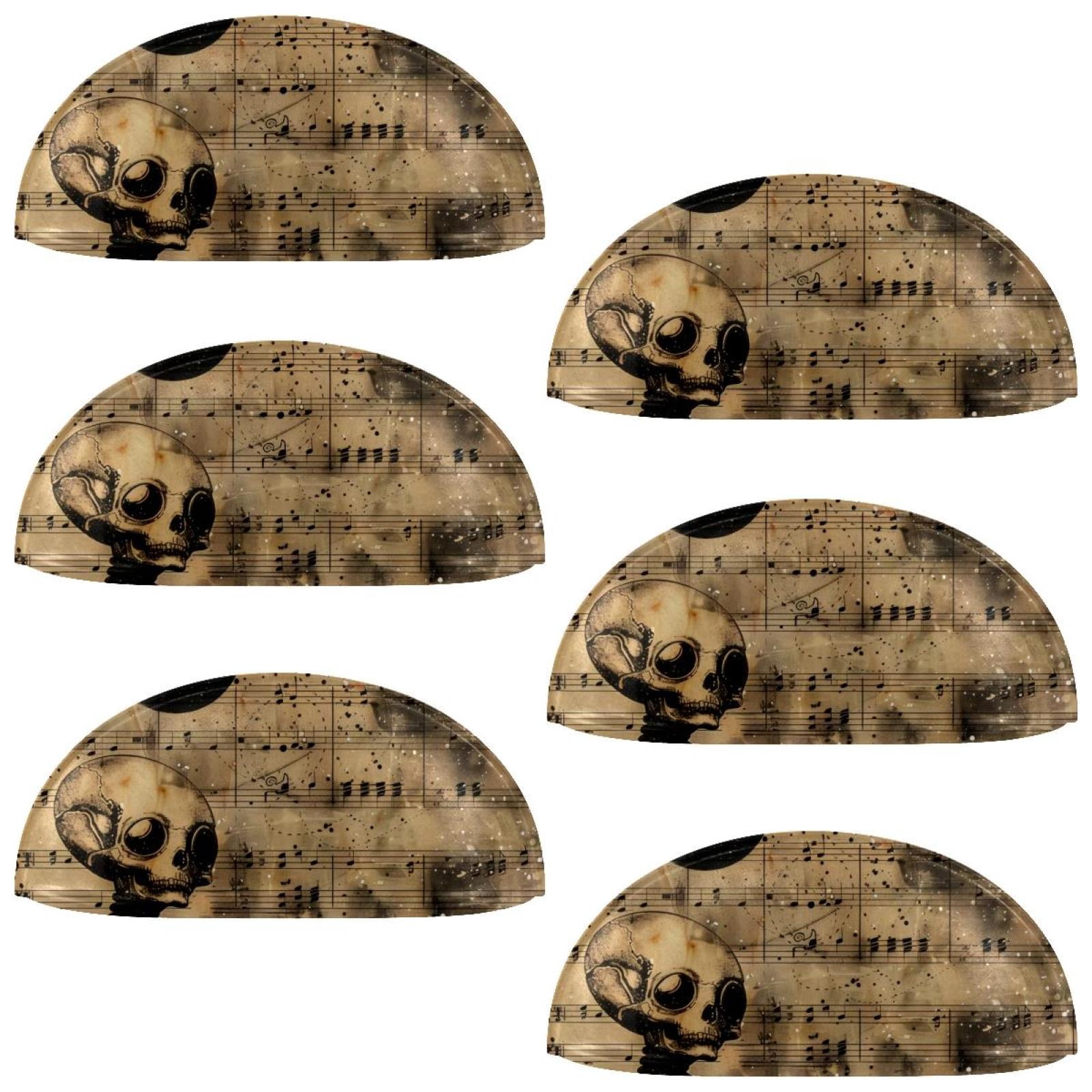 PhooArto 6 Pcs Cup Drawer Pulls, Skull Alien Music Shell Shape Handles Cabinet Knobs for Dresser Cupboard Closet Wardrobe with Screws