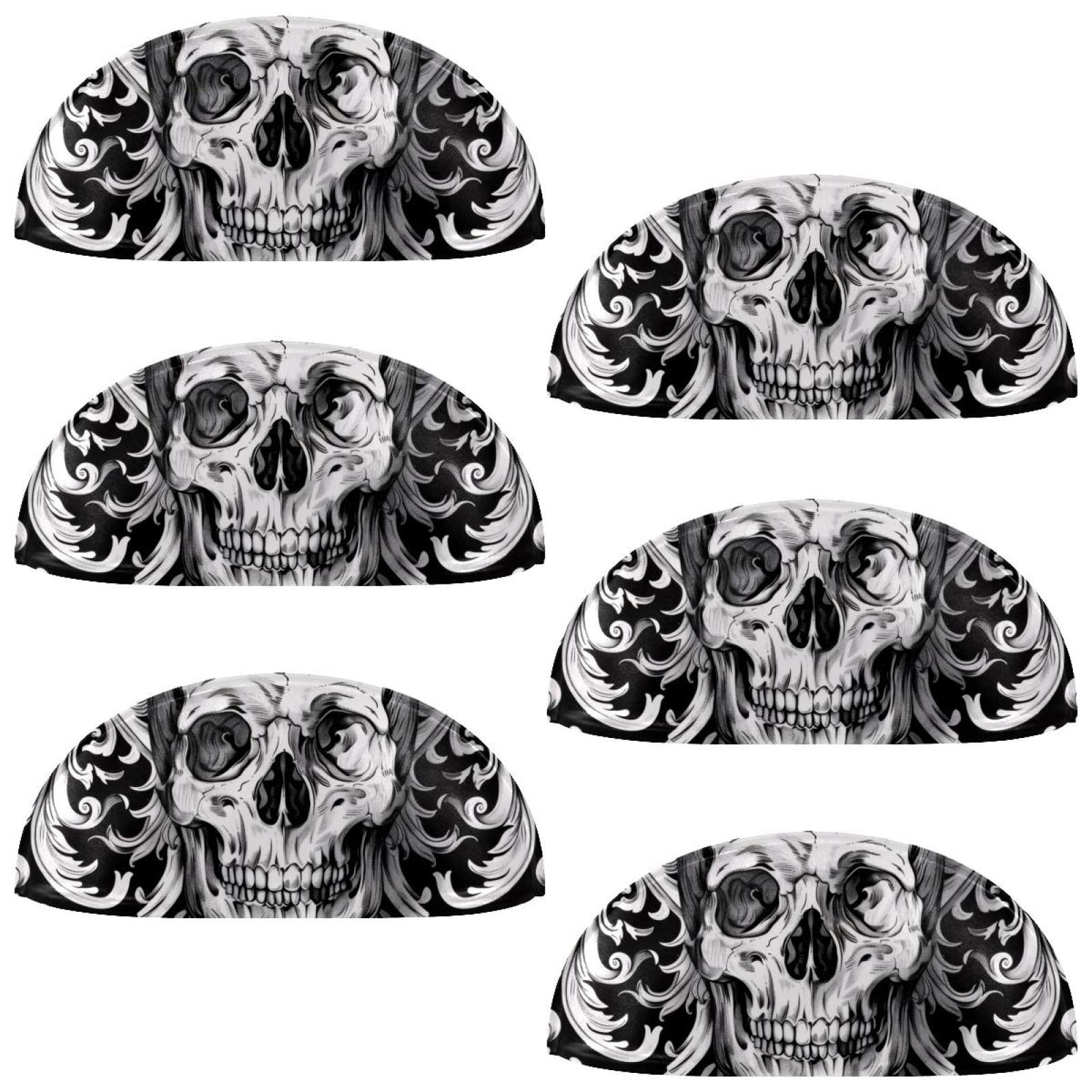 PhooArto 6 Pcs Cup Drawer Pulls, Skull Flower Pattern Shell Shape Handles Cabinet Knobs for Dresser Cupboard Closet Wardrobe with Screws