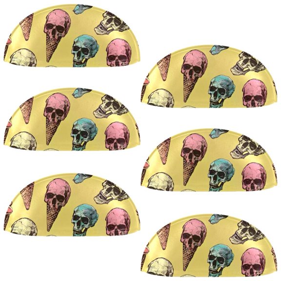 PhooArto 6 Pcs Cup Drawer Pulls, Skull Ice Cream Pattern Shell Shape Handles Cabinet Knobs for Dresser Cupboard Closet Wardrobe with Screws