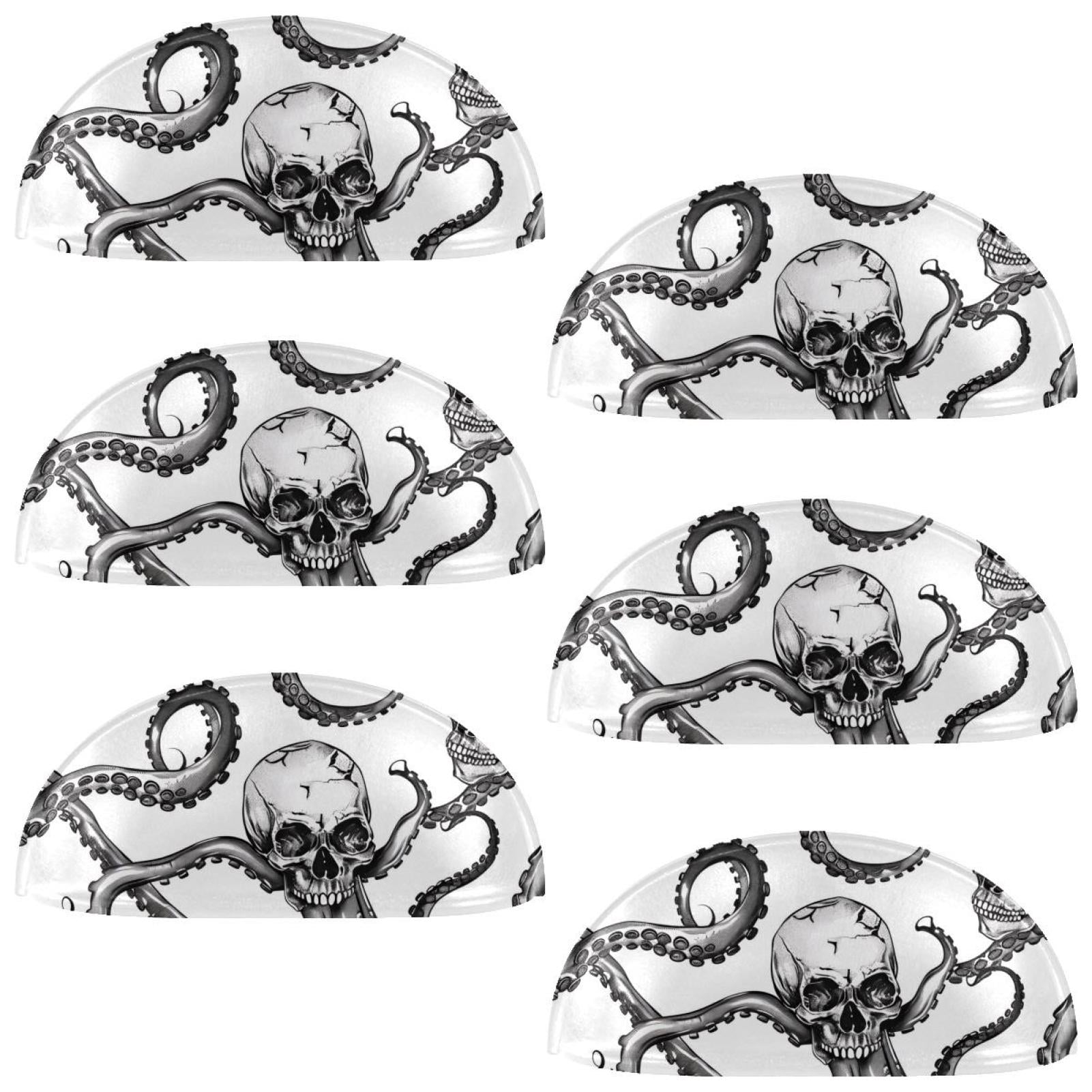 PhooArto 6 Pcs Cup Drawer Pulls, Skull Octopus Feet Shell Shape Handles Cabinet Knobs for Dresser Cupboard Closet Wardrobe with Screws