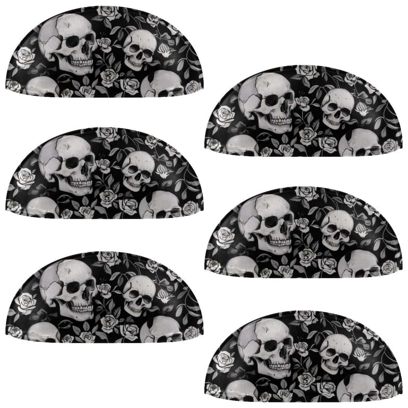 PhooArto 6 Pcs Cup Drawer Pulls, Skull Rose Pattern Shell Shape Handles Cabinet Knobs for Dresser Cupboard Closet Wardrobe with Screws