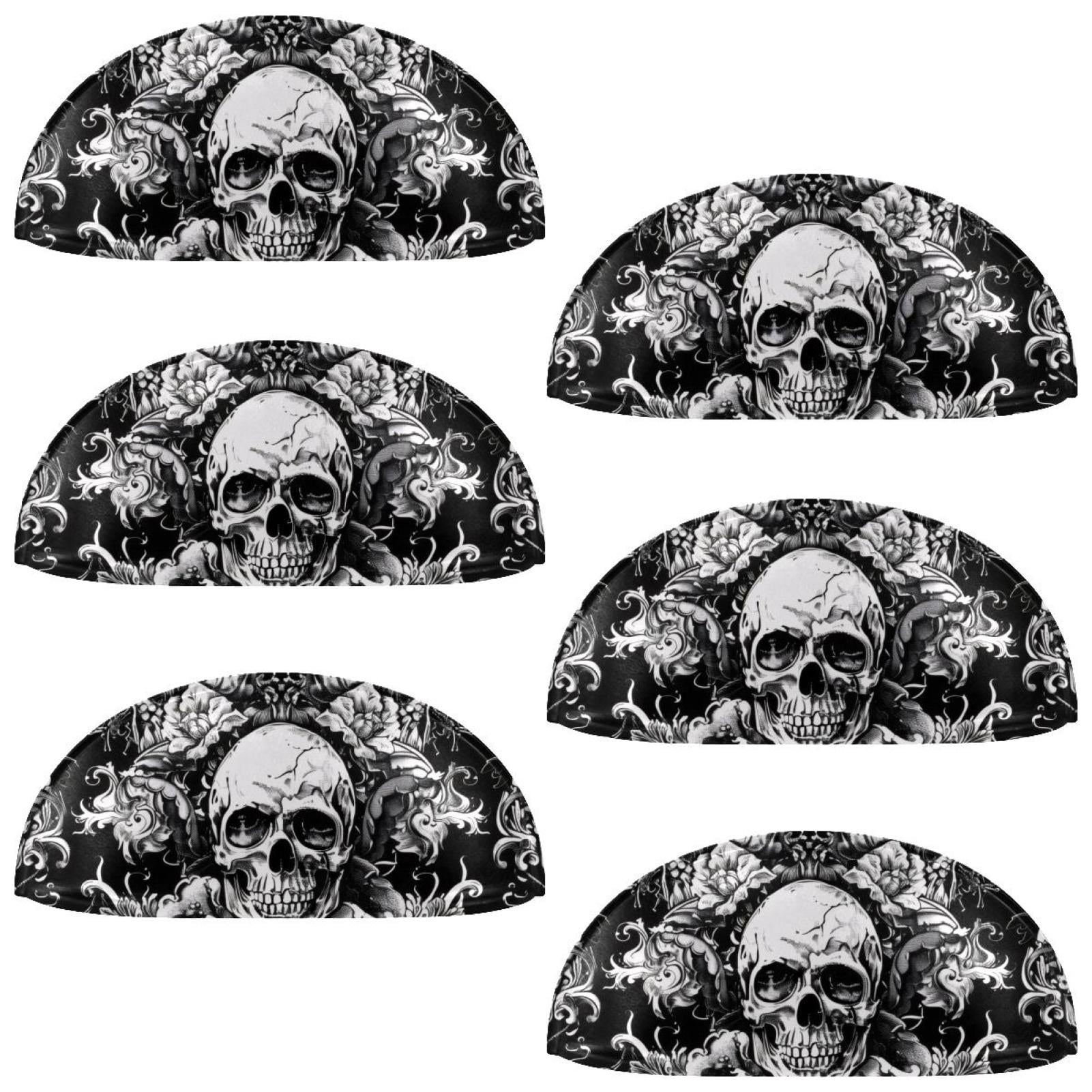 PhooArto 6 Pcs Cup Drawer Pulls, Skulls Flowers Pattern Shell Shape Handles Cabinet Knobs for Dresser Cupboard Closet Wardrobe with Screws