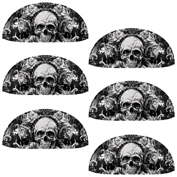 PhooArto 6 Pcs Cup Drawer Pulls, Skulls Flowers Pattern Shell Shape Handles Cabinet Knobs for Dresser Cupboard Closet Wardrobe with Screws