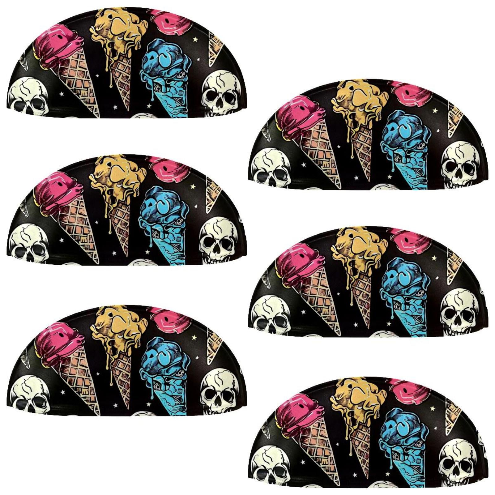 PhooArto 6 Pcs Cup Drawer Pulls, Skulls Ice Cream Pattern Shell Shape Handles Cabinet Knobs for Dresser Cupboard Closet Wardrobe with Screws