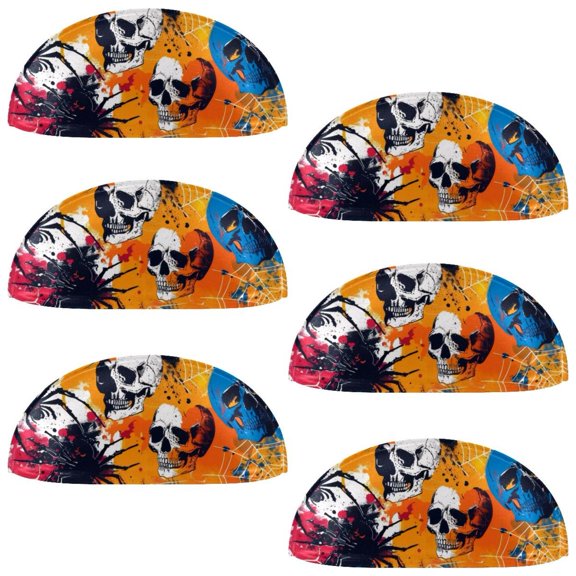 PhooArto 6 Pcs Cup Drawer Pulls, Skulls Spiders Spiderweb Pattern Shell Shape Handles Cabinet Knobs for Dresser Cupboard Closet Wardrobe with Screws