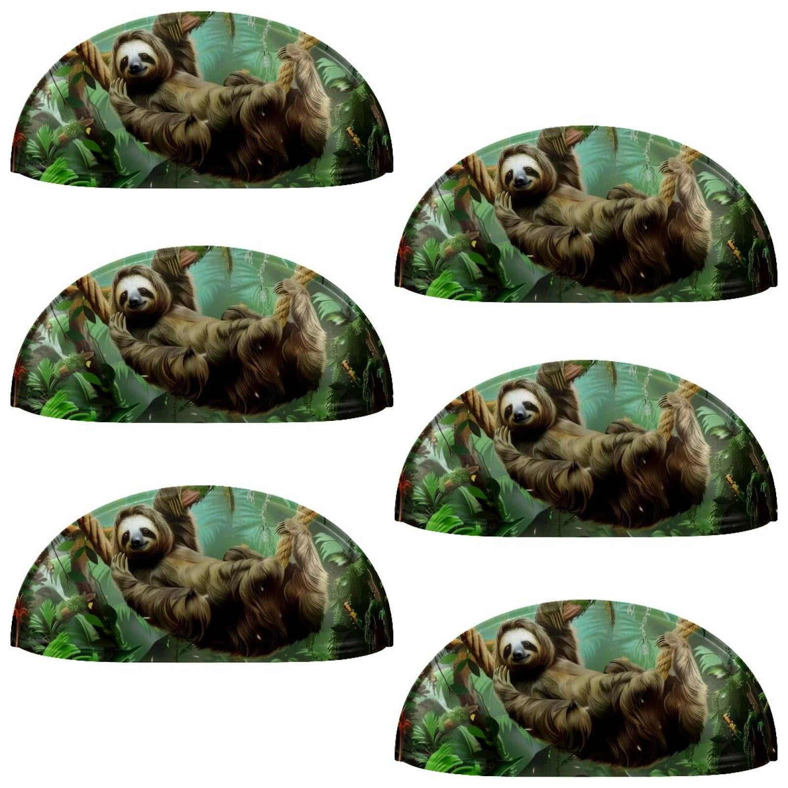 PhooArto 6 Pcs Cup Drawer Pulls, Sloth in Jungle Rainforest Shell Shape Handles Cabinet Knobs for Dresser Cupboard Closet Wardrobe with Screws