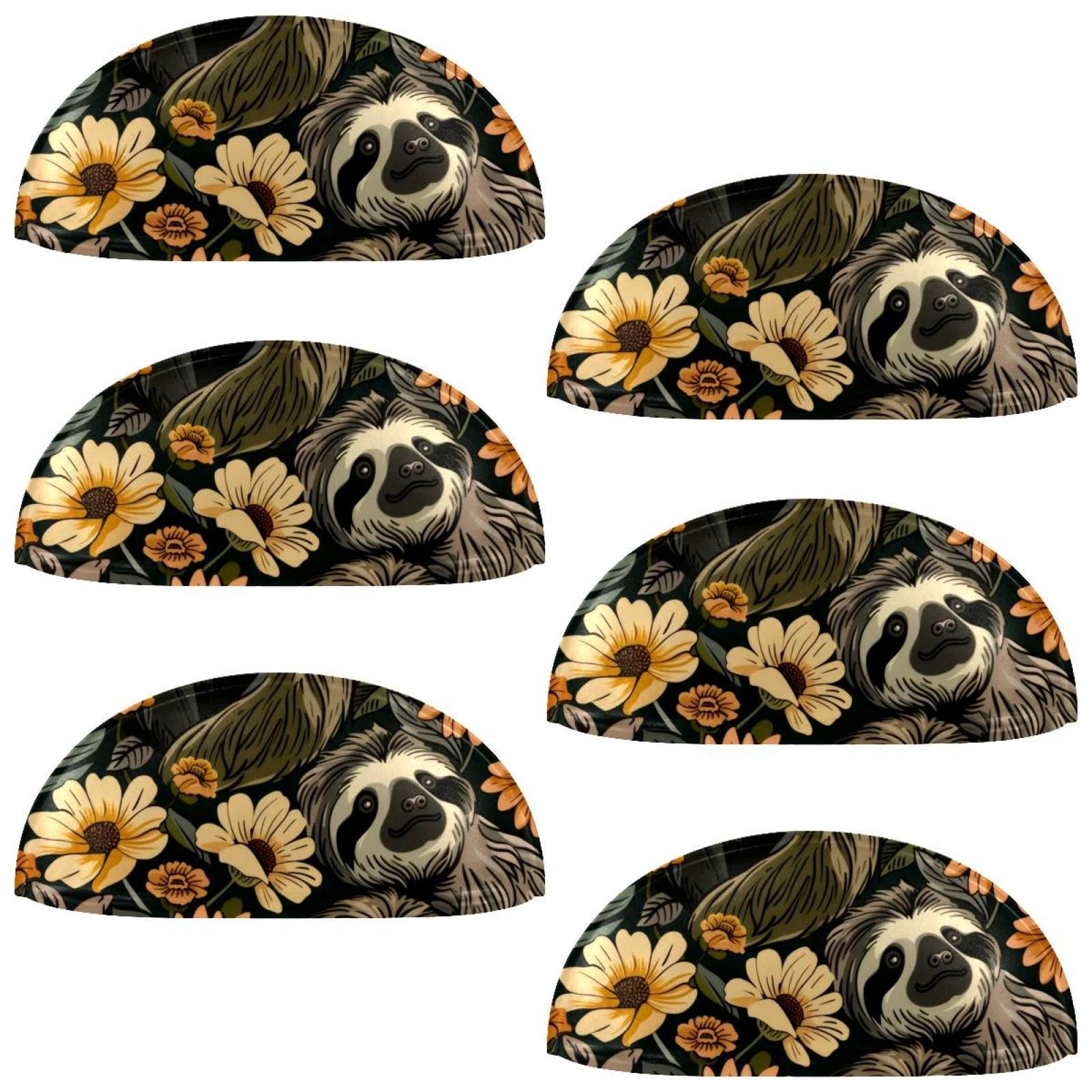 PhooArto 6 Pcs Cup Drawer Pulls, Sloths Flowers Pattern Shell Shape Handles Cabinet Knobs for Dresser Cupboard Closet Wardrobe with Screws