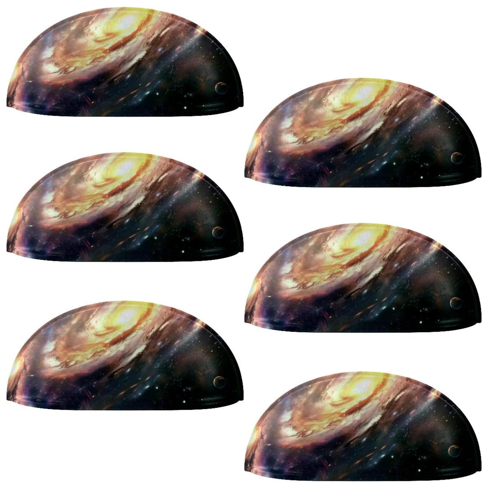 PhooArto 6 Pcs Cup Drawer Pulls, Solar System Galaxy Universe Shell Shape Handles Cabinet Knobs for Dresser Cupboard Closet Wardrobe with Screws