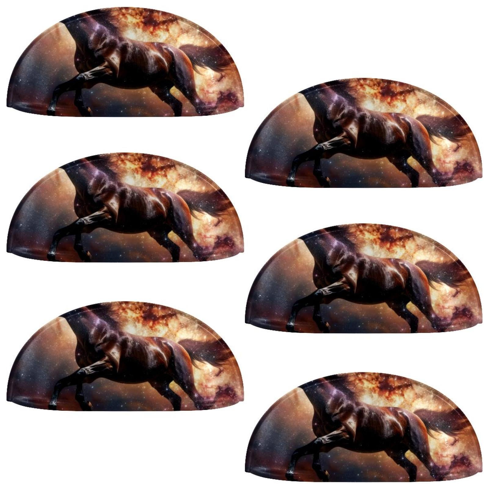 PhooArto 6 Pcs Cup Drawer Pulls, Space Brown Horse Shell Shape Handles Cabinet Knobs for Dresser Cupboard Closet Wardrobe with Screws
