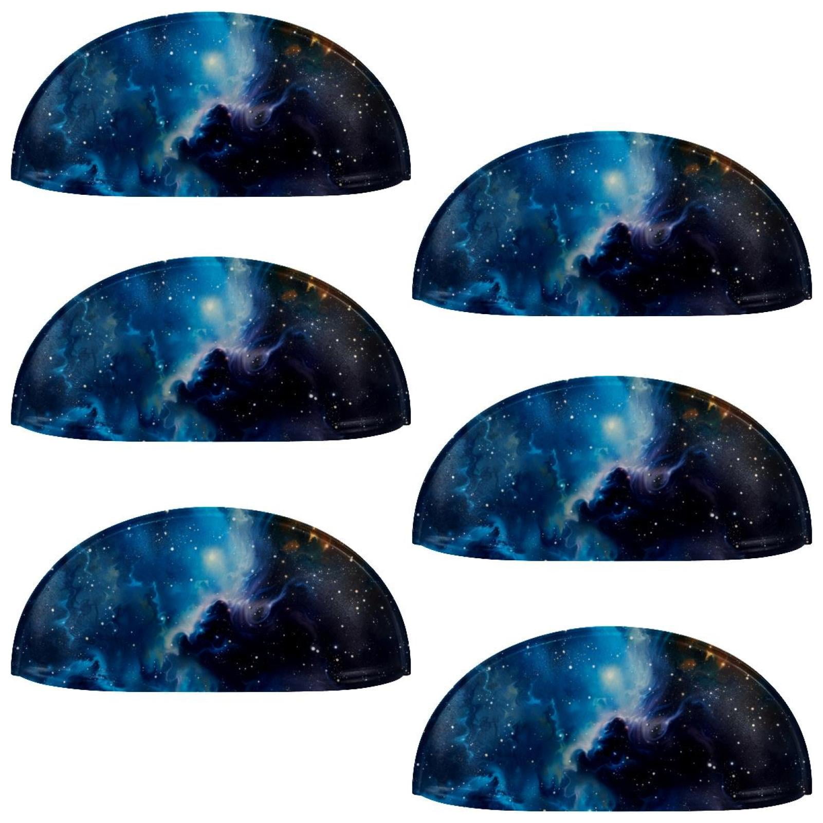 PhooArto 6 Pcs Cup Drawer Pulls, Space Galaxy Constellation Shell Shape Handles Cabinet Knobs for Dresser Cupboard Closet Wardrobe with Screws