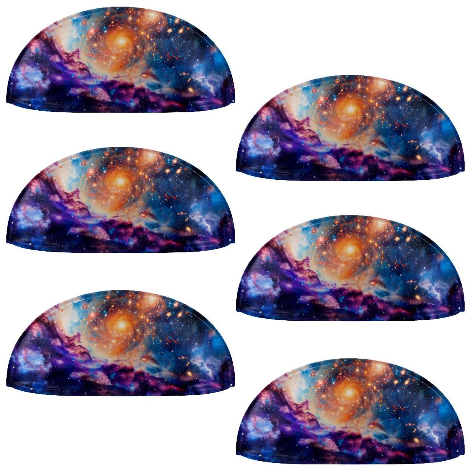 PhooArto 6 Pcs Cup Drawer Pulls, Space Galaxy Painting Shell Shape Handles Cabinet Knobs for Dresser Cupboard Closet Wardrobe with Screws