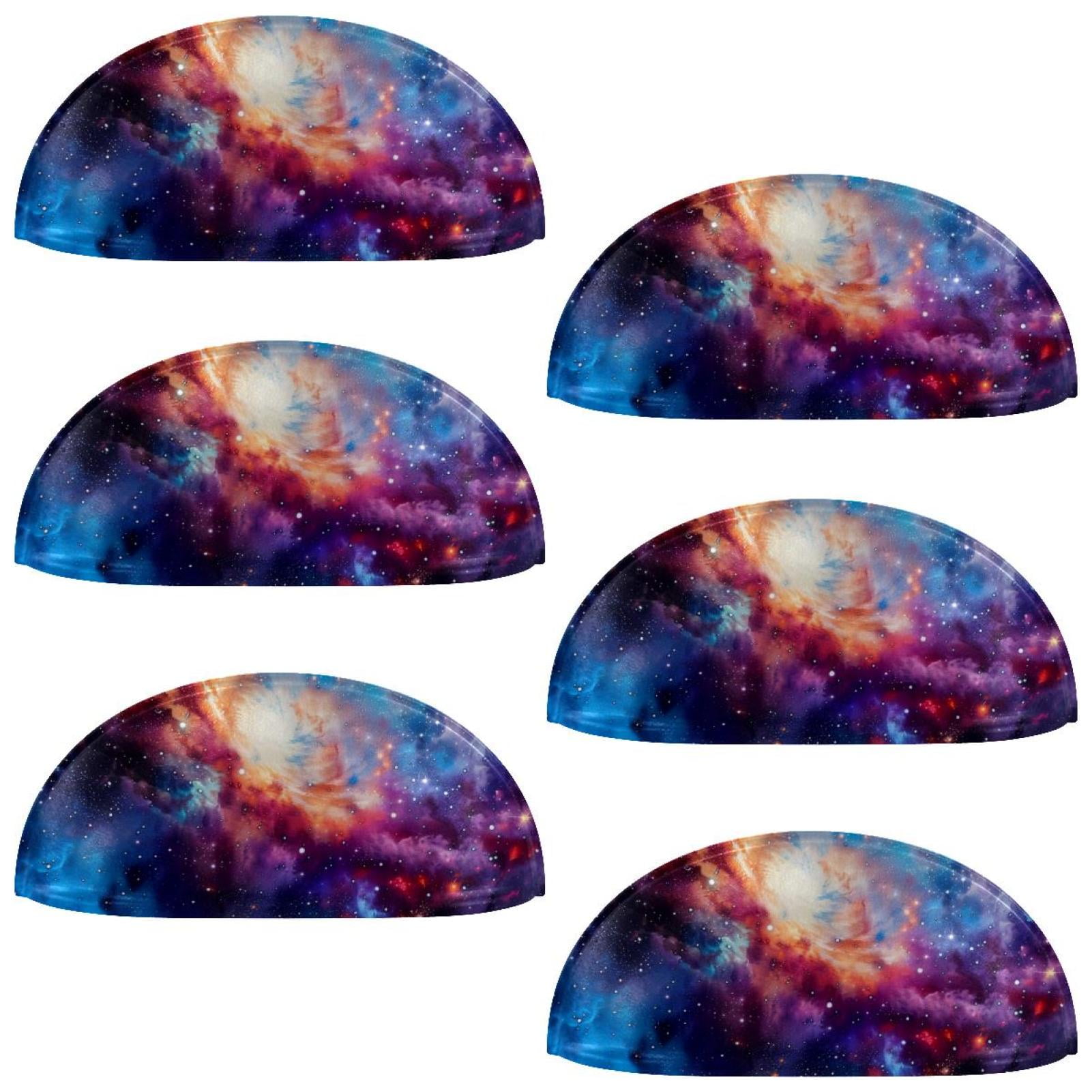 PhooArto 6 Pcs Cup Drawer Pulls, Space Galaxy Pattern Shell Shape Handles Cabinet Knobs for Dresser Cupboard Closet Wardrobe with Screws