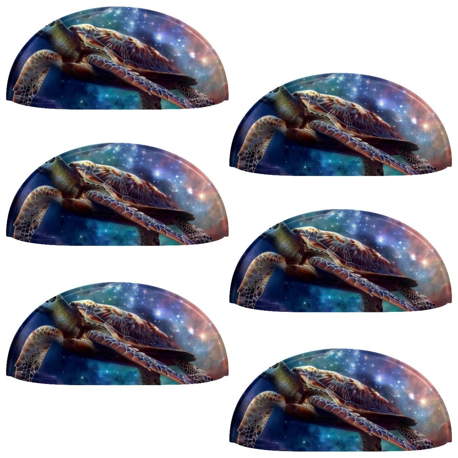PhooArto 6 Pcs Cup Drawer Pulls, Space Galaxy Turtle Shell Shape Handles Cabinet Knobs for Dresser Cupboard Closet Wardrobe with Screws