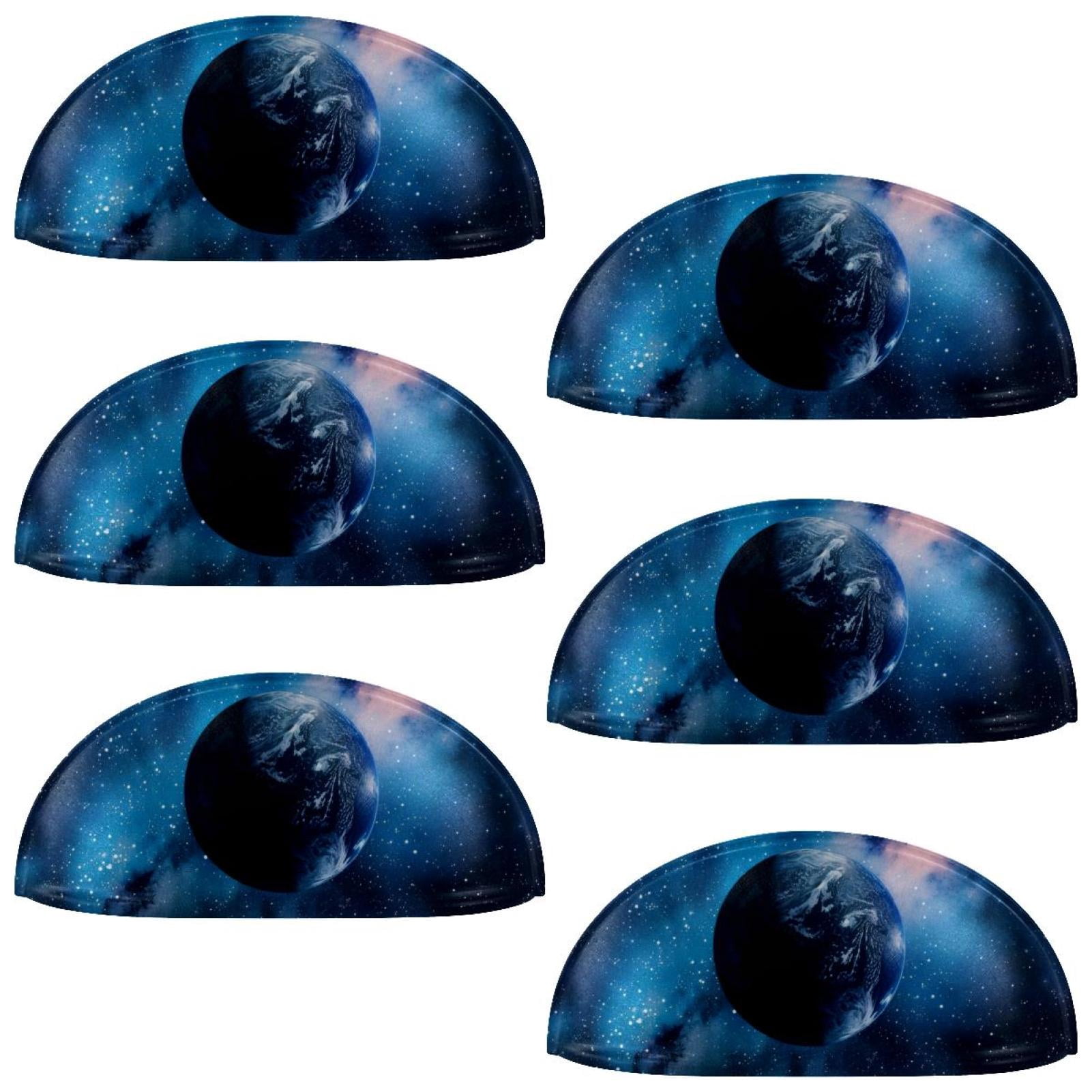 PhooArto 6 Pcs Cup Drawer Pulls, Space Planet Night Sky Pattern Shell Shape Handles Cabinet Knobs for Dresser Cupboard Closet Wardrobe with Screws