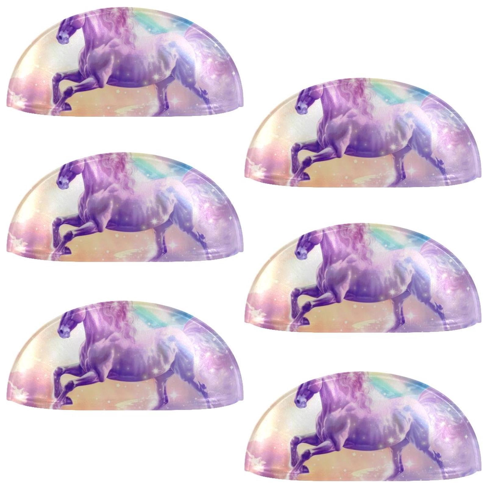 PhooArto 6 Pcs Cup Drawer Pulls, Sparkling Stars Unicorn Shell Shape Handles Cabinet Knobs for Dresser Cupboard Closet Wardrobe with Screws