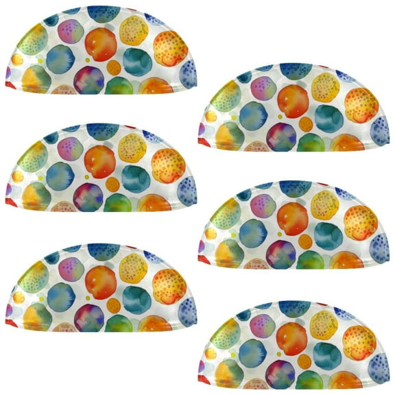 PhooArto 6 Pcs Cup Drawer Pulls, Splash Circles Colorful Pattern Shell Shape Handles Cabinet Knobs for Dresser Cupboard Closet Wardrobe with Screws