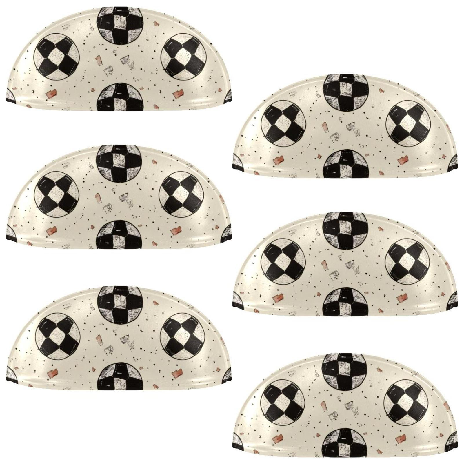 PhooArto 6 Pcs Cup Drawer Pulls, Sport Ball Soccer Pattern Shell Shape Handles Cabinet Knobs for Dresser Cupboard Closet Wardrobe with Screws