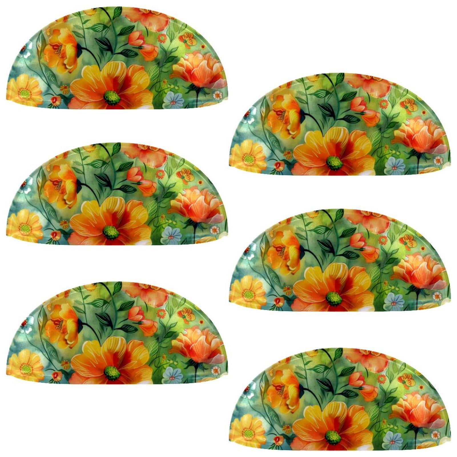 PhooArto 6 Pcs Cup Drawer Pulls, Spring Colorful Flowers Shell Shape Handles Cabinet Knobs for Dresser Cupboard Closet Wardrobe with Screws