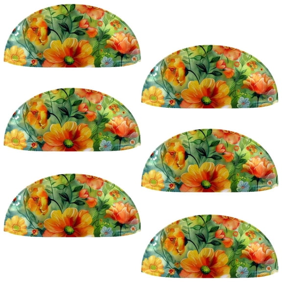 PhooArto 6 Pcs Cup Drawer Pulls, Spring Colorful Flowers Shell Shape Handles Cabinet Knobs for Dresser Cupboard Closet Wardrobe with Screws