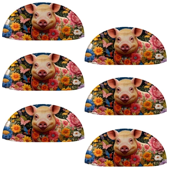 PhooArto 6 Pcs Cup Drawer Pulls, Spring Sunflowers Pig Shell Shape Handles Cabinet Knobs for Dresser Cupboard Closet Wardrobe with Screws