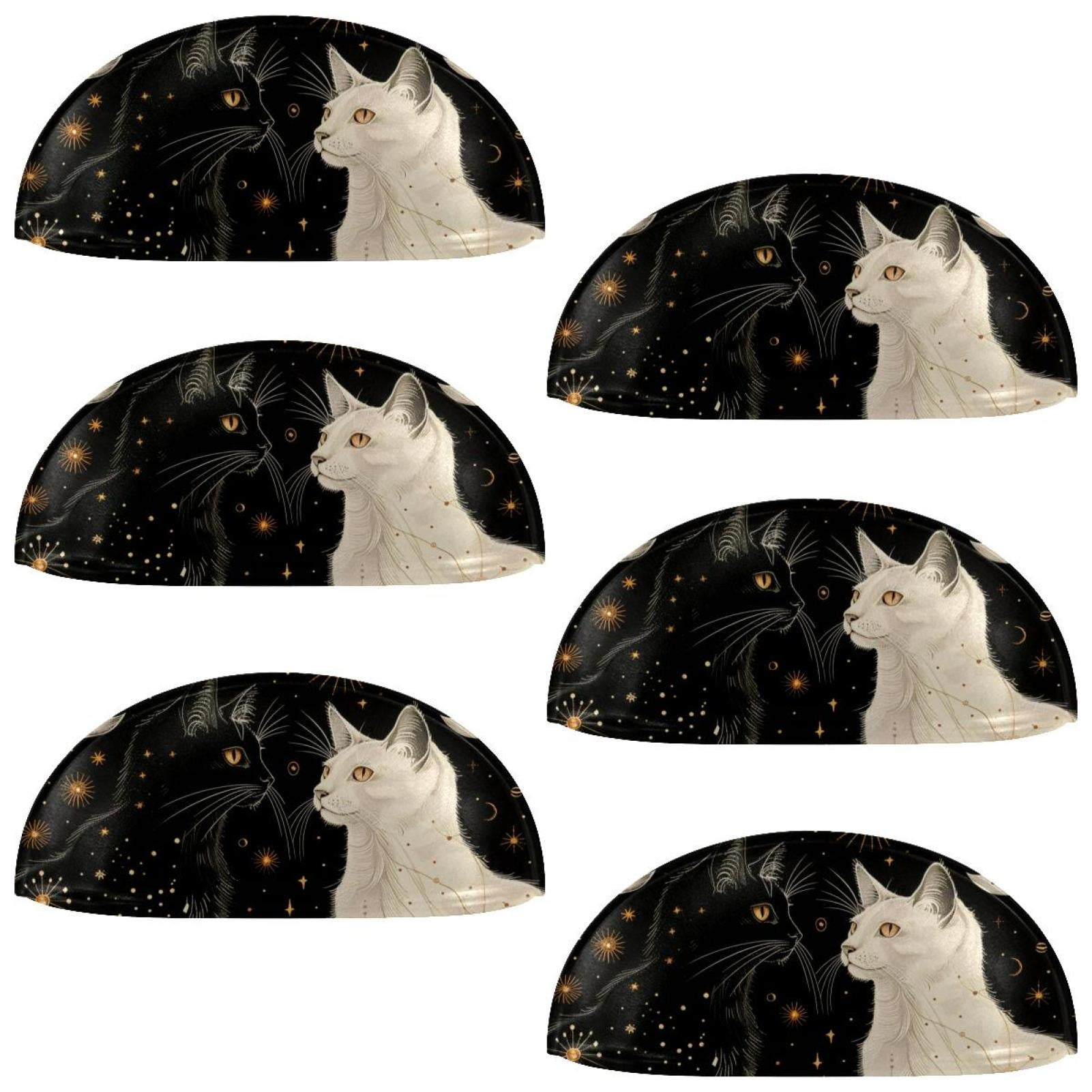 PhooArto 6 Pcs Cup Drawer Pulls, Star Moon Planets Cats Shell Shape Handles Cabinet Knobs for Dresser Cupboard Closet Wardrobe with Screws