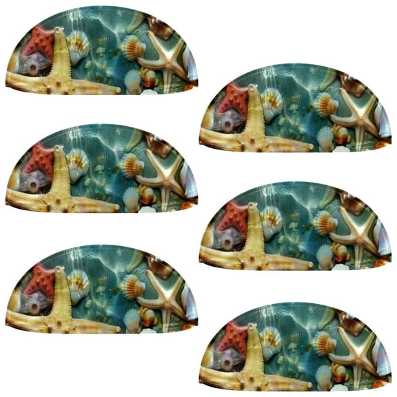 PhooArto 6 Pcs Cup Drawer Pulls, Starfish Seashells Sea Coral Shell Shape Handles Cabinet Knobs for Dresser Cupboard Closet Wardrobe with Screws