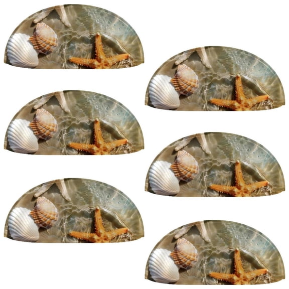PhooArto 6 Pcs Cup Drawer Pulls, Starfish Shell Beach Shell Shape Handles Cabinet Knobs for Dresser Cupboard Closet Wardrobe with Screws