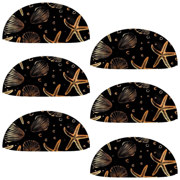 PhooArto 6 Pcs Cup Drawer Pulls, Starfish Shell Golden Pattern Shell Shape Handles Cabinet Knobs for Dresser Cupboard Closet Wardrobe with Screws
