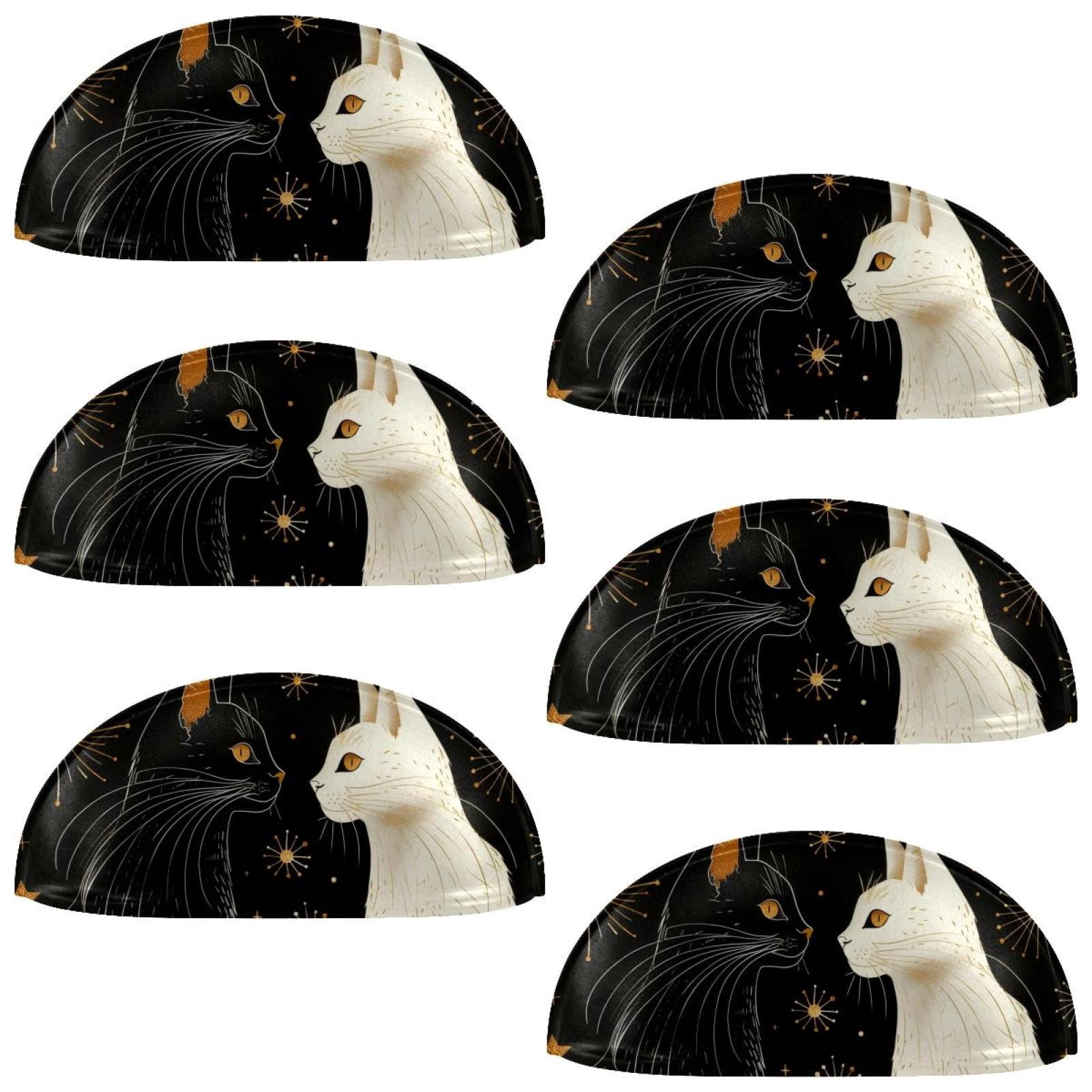 PhooArto 6 Pcs Cup Drawer Pulls, Stars Moon Galaxy Cats Shell Shape Handles Cabinet Knobs for Dresser Cupboard Closet Wardrobe with Screws