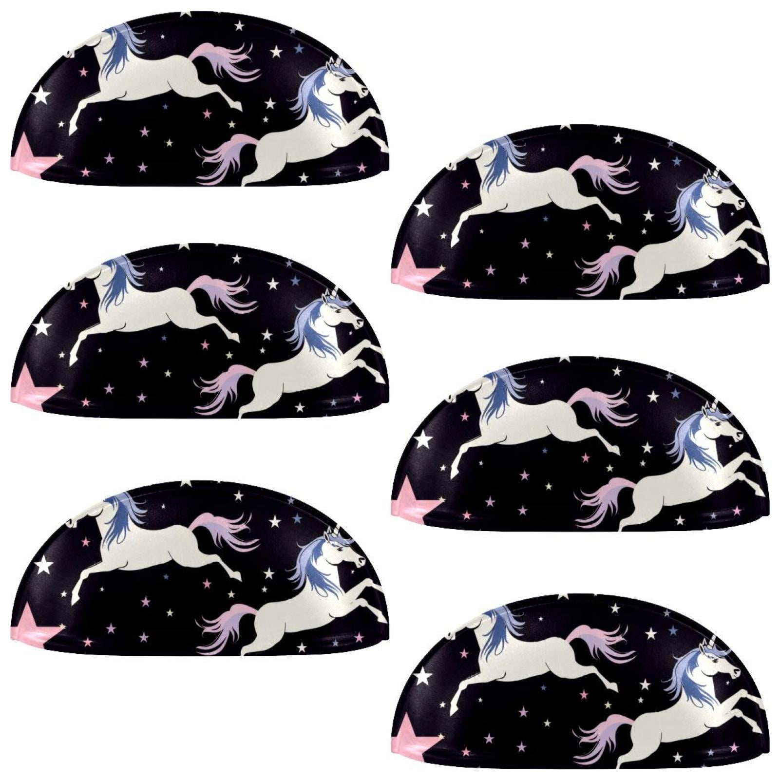 PhooArto 6 Pcs Cup Drawer Pulls, Stars Unicorn Pattern Shell Shape Handles Cabinet Knobs for Dresser Cupboard Closet Wardrobe with Screws