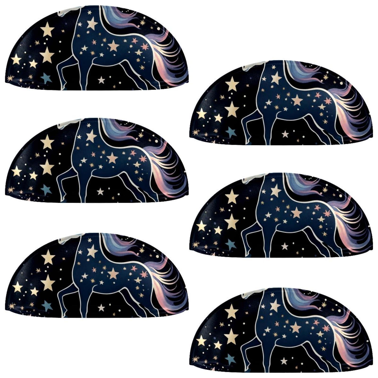 PhooArto 6 Pcs Cup Drawer Pulls, Stars Unicorn Patterns Shell Shape Handles Cabinet Knobs for Dresser Cupboard Closet Wardrobe with Screws