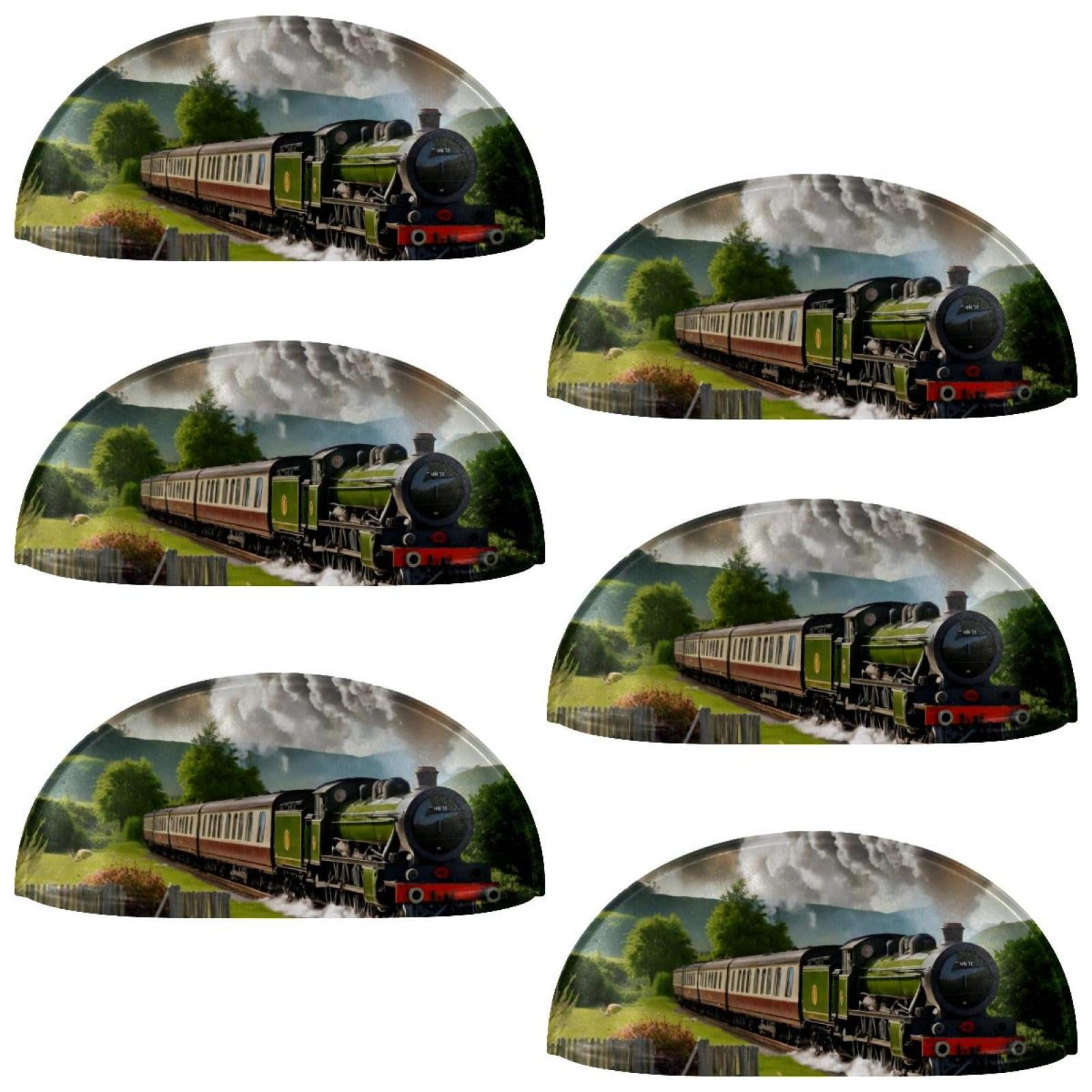 PhooArto 6 Pcs Cup Drawer Pulls, Steam Train Railway Pattern Shell Shape Handles Cabinet Knobs for Dresser Cupboard Closet Wardrobe with Screws
