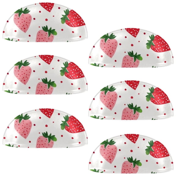 PhooArto 6 Pcs Cup Drawer Pulls, Strawberries and Dots Pattern Shell Shape Handles Cabinet Knobs for Dresser Cupboard Closet Wardrobe with Screws