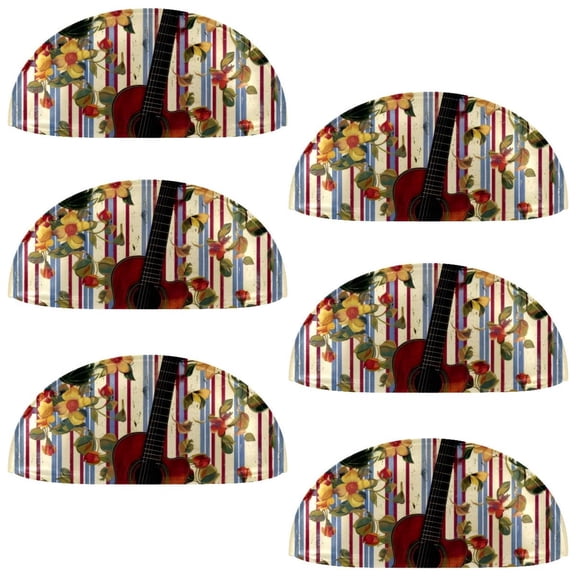 PhooArto 6 Pcs Cup Drawer Pulls, Stripe Flower Guitar Pattern Shell Shape Handles Cabinet Knobs for Dresser Cupboard Closet Wardrobe with Screws