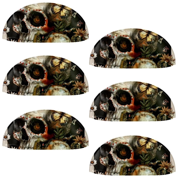 PhooArto 6 Pcs Cup Drawer Pulls, Sugar Skull Daisy Butterfly Shell Shape Handles Cabinet Knobs for Dresser Cupboard Closet Wardrobe with Screws
