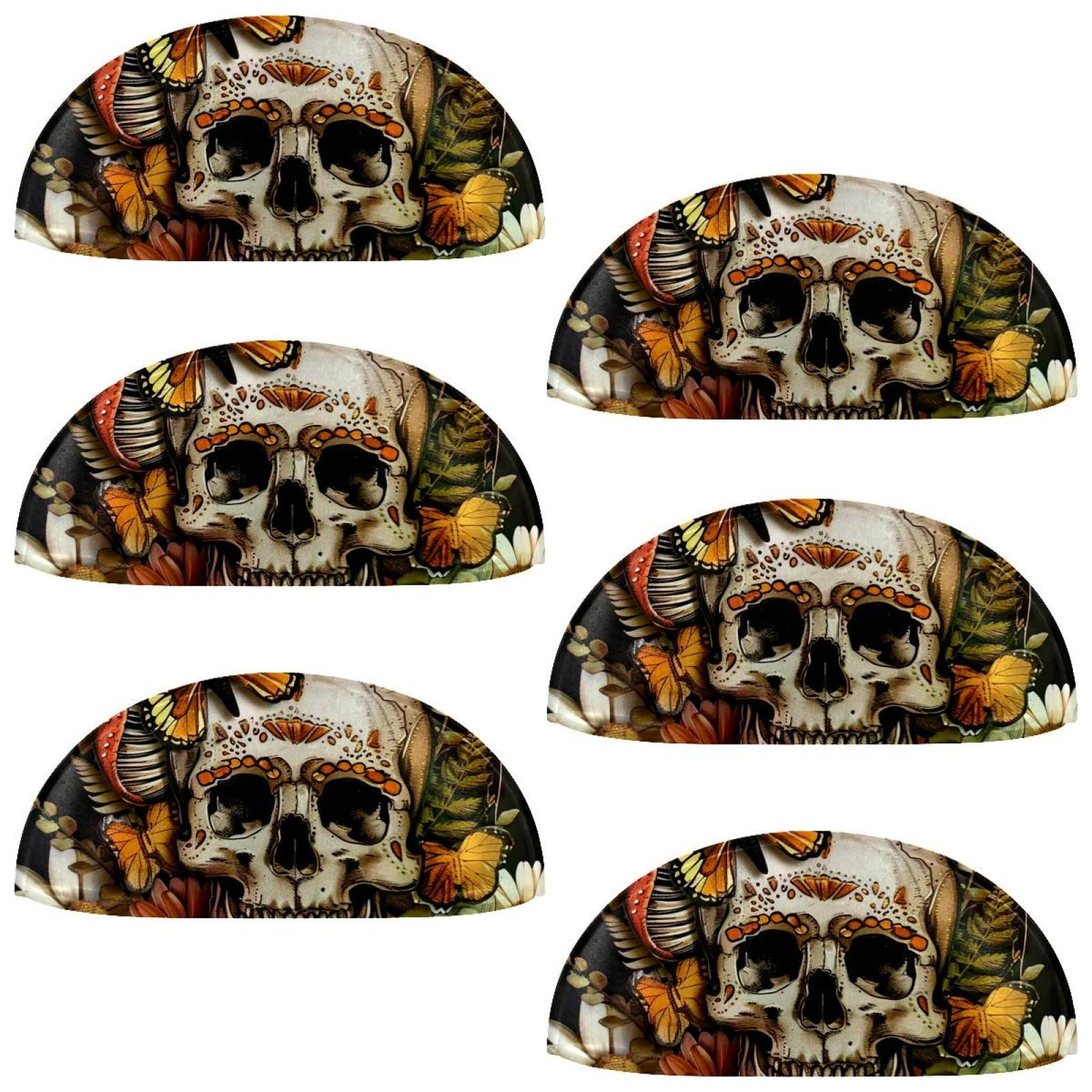 PhooArto 6 Pcs Cup Drawer Pulls, Sugar Skull Daisy Flowers Shell Shape Handles Cabinet Knobs for Dresser Cupboard Closet Wardrobe with Screws