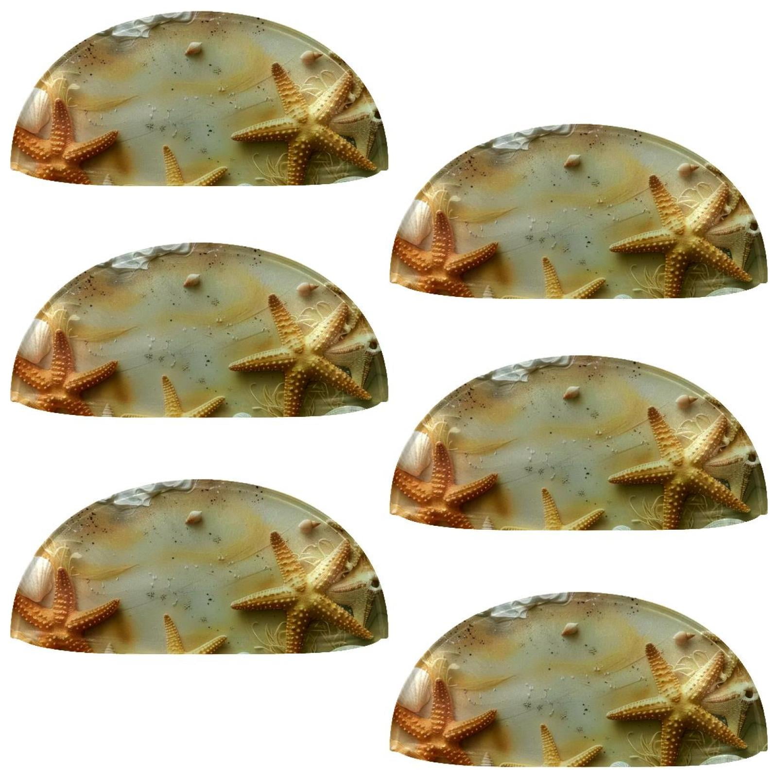 PhooArto 6 Pcs Cup Drawer Pulls, Summer Beach Starfish Sand Shell Shape Handles Cabinet Knobs for Dresser Cupboard Closet Wardrobe with Screws